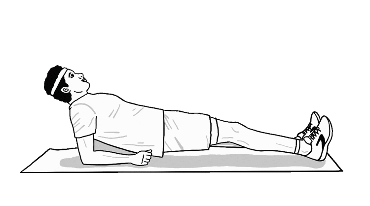 An animated gif of a man demonstrating supine planks.