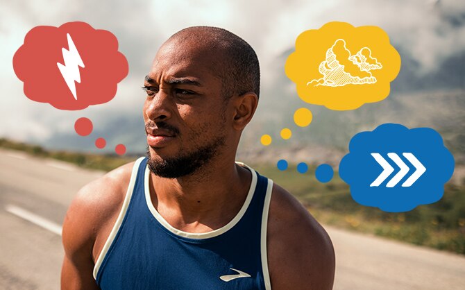 Runner thinking about running shoes and training plans