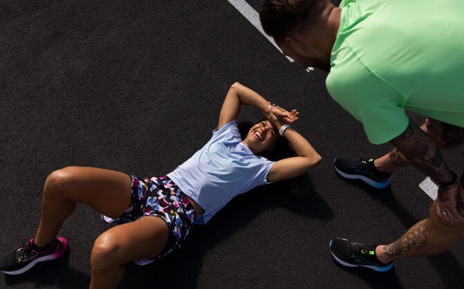 Two runners resting