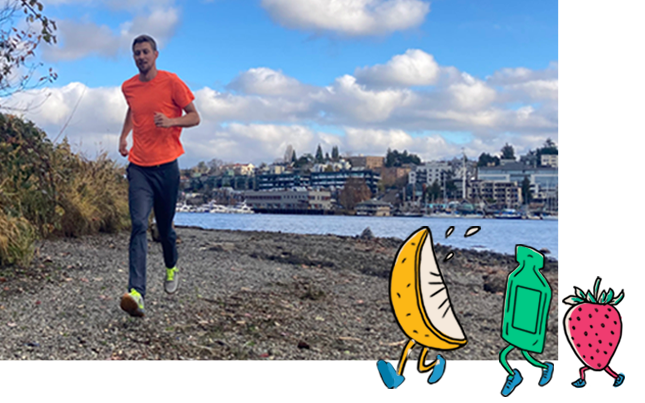 Joe court près de l’eau