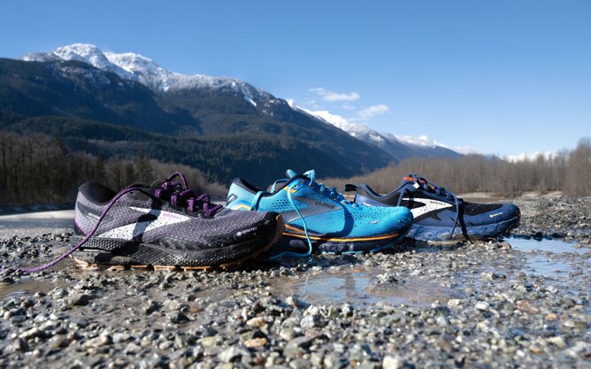 Range of Brooks waterproof running shoes
