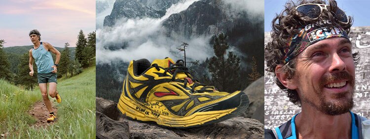 Beim ersten Laufschuh, den Scott mit Brooks entwickelte, kam das Obermaterial des Cascadia auf der Zwischensohle und Außensohle des Racer ST zum Einsatz.