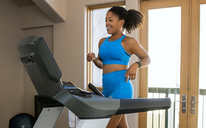 Woman running on a treadmill