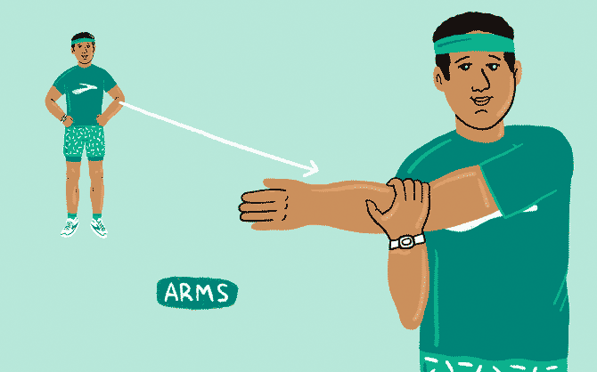 Abbildung eines Mannes, der seinen Arm dehnt