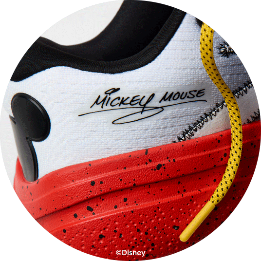 Micky Mouse's autograph on side of shoe