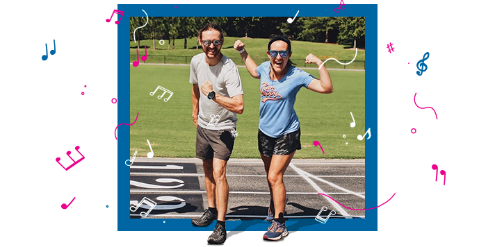 Hannah and Jack Rowen flexing on a track
