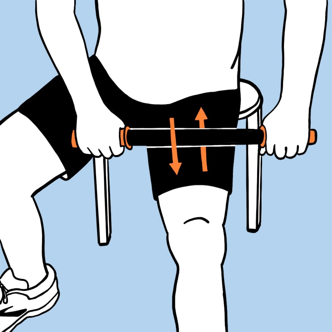 Illustration de rouler les quadriceps à l’aide d’un rouleau en mousse.