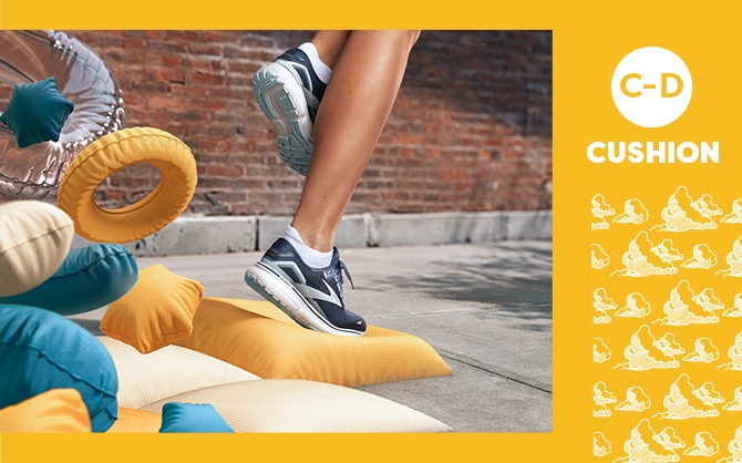 Running shoes in the cushion category of Brooks