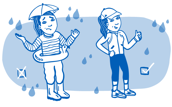 Illustration de deux runners portant différents types de vêtements de pluie