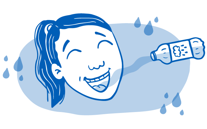 Illustration of two runners drinking water