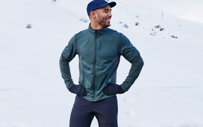 Man modeling a fusion jacket