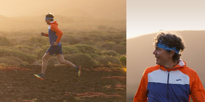 Dos imágenes de Scott Jurek practicando el trail running.