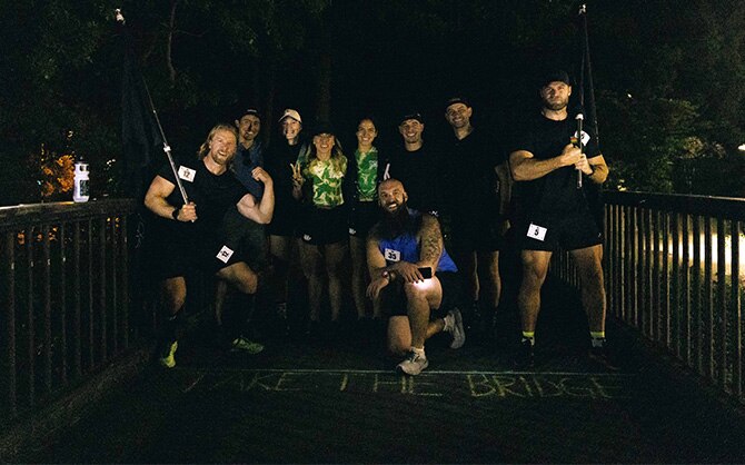 The B.U.F.F. Dudes and Dustin Glass pose