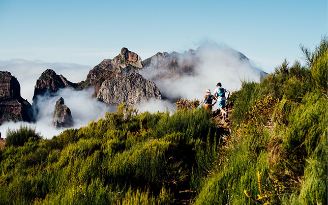 Donne che praticano trail running nella foresta