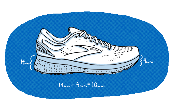 Souliers de course avec mesures au talon et aux orteils