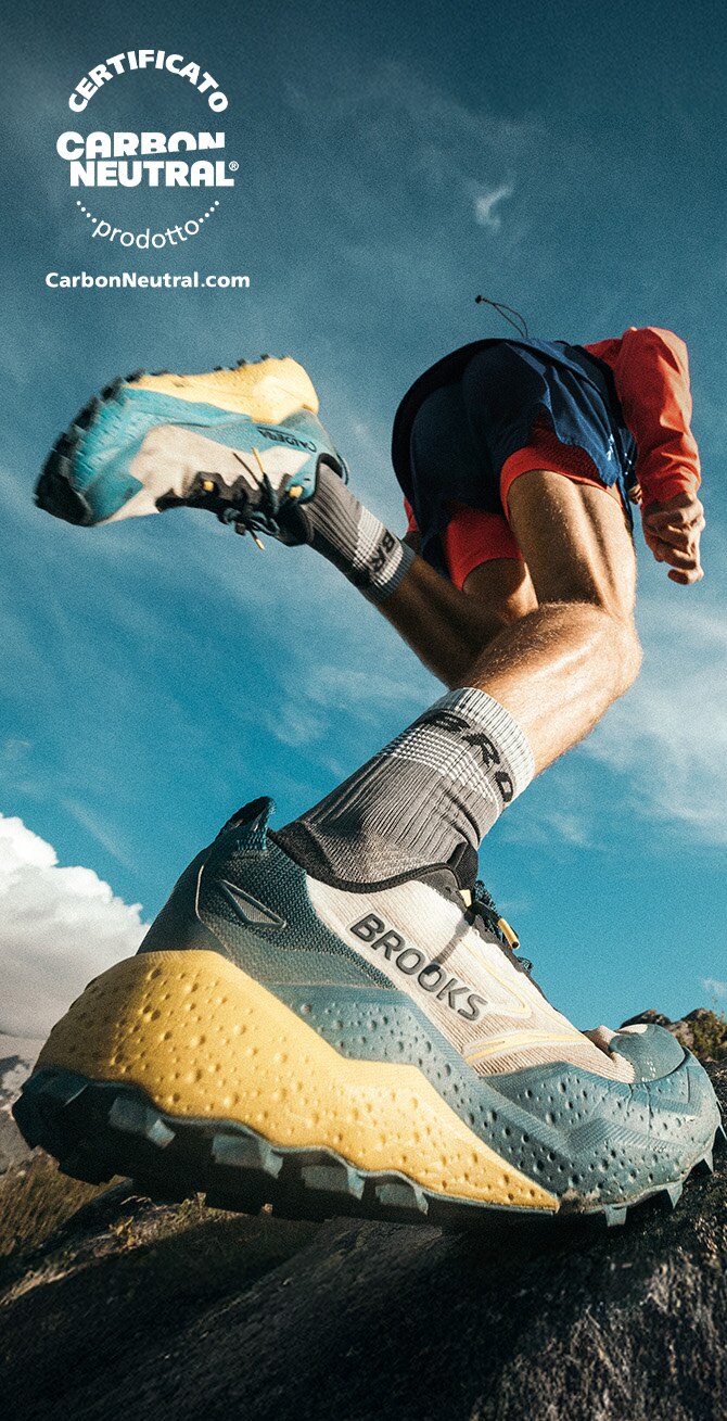 Illustrazione della collezione da trail Brooks a emissioni zero