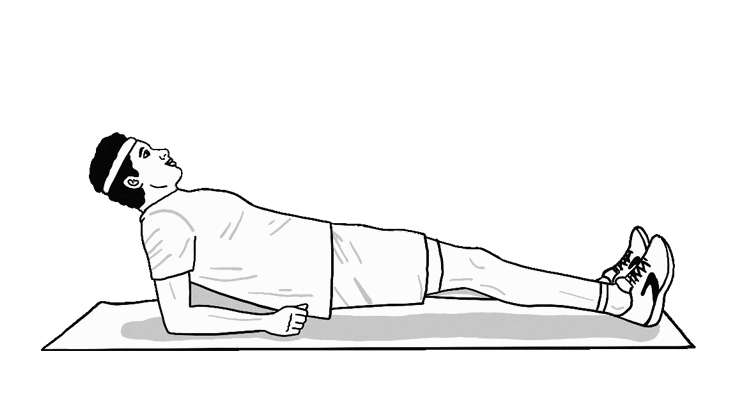 An animated gif of a man demonstrating supine planks.