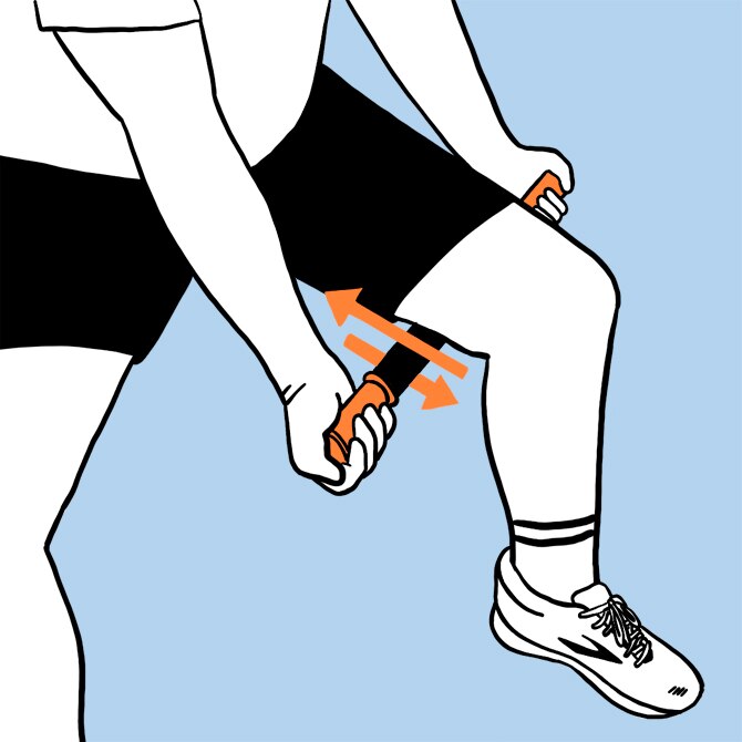 Illustration of rolling hamstrings.