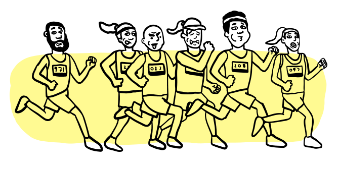 Illustration d’un groupe de coureurs et coureuses