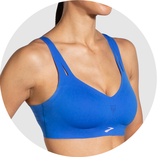 Woman in a blue sports bra