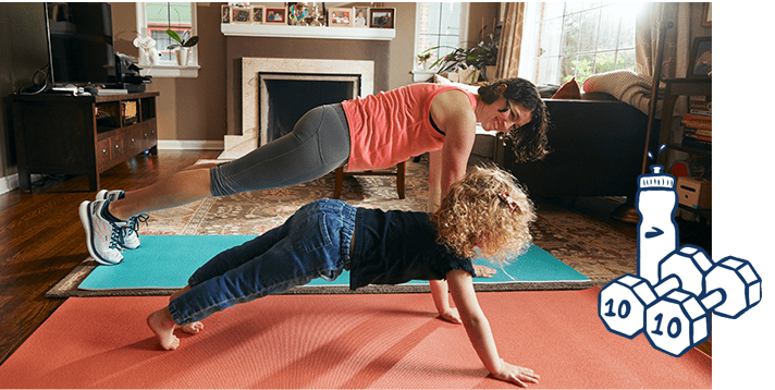 A woman holding a plank