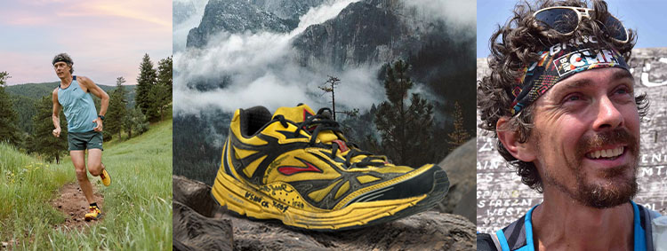 Beim ersten Laufschuh, den Scott mit Brooks entwickelte, kam das Obermaterial des Cascadia auf der Zwischensohle und Außensohle des Racer ST zum Einsatz.