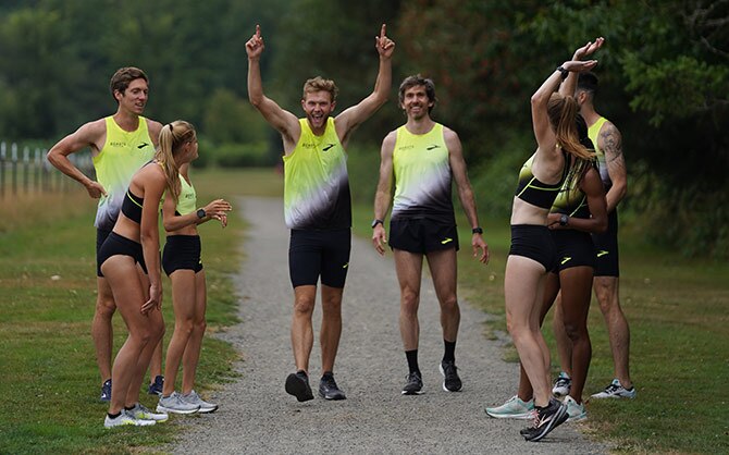 Brooks Beast celebrate after a run.