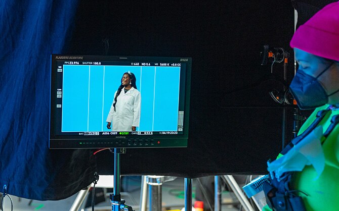 Behind the scenes shot of Dr. Raven