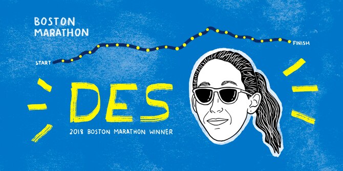 Dessin animé du gagnant du marathon de Boston 2018