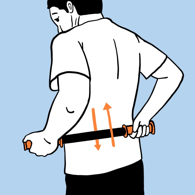 Illustration of rolling lower back. 