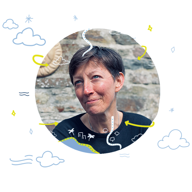 Natasha profile with illustration of clouds and stars