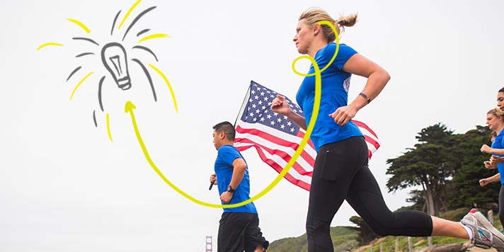 Woman running in a race