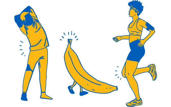 Animated runners stretching