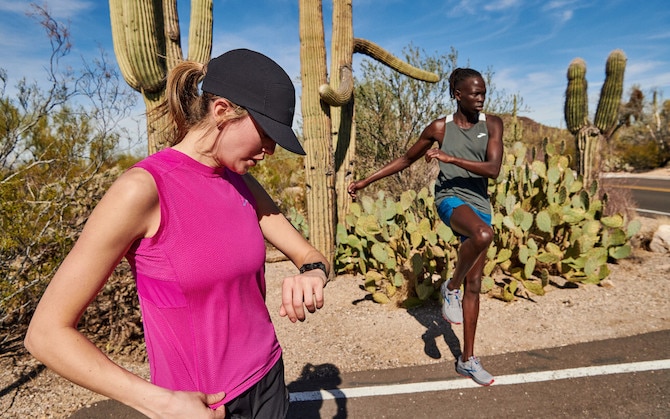 two runners in the desert