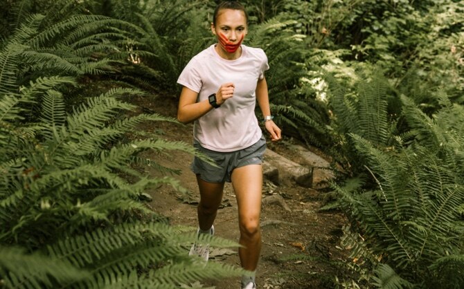 Rosalie Fisher with a red handprint on her face