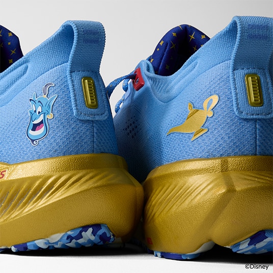 Heel of shoe showing Genie and the magic lamp.