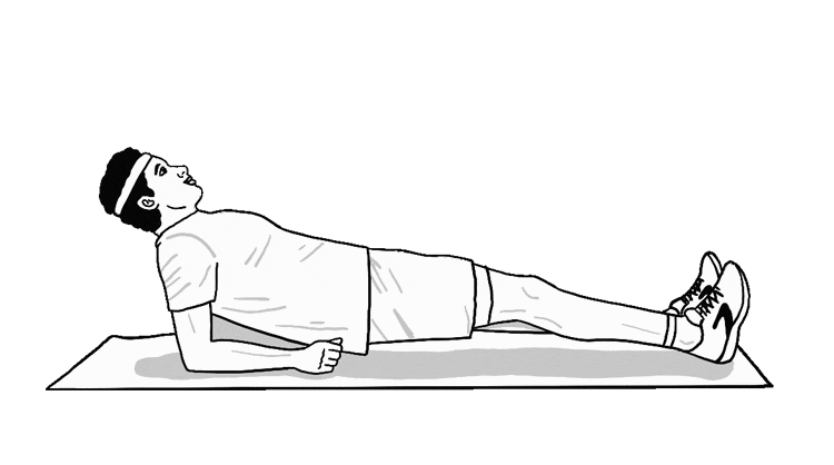 An animated gif of a man demonstrating supine planks.