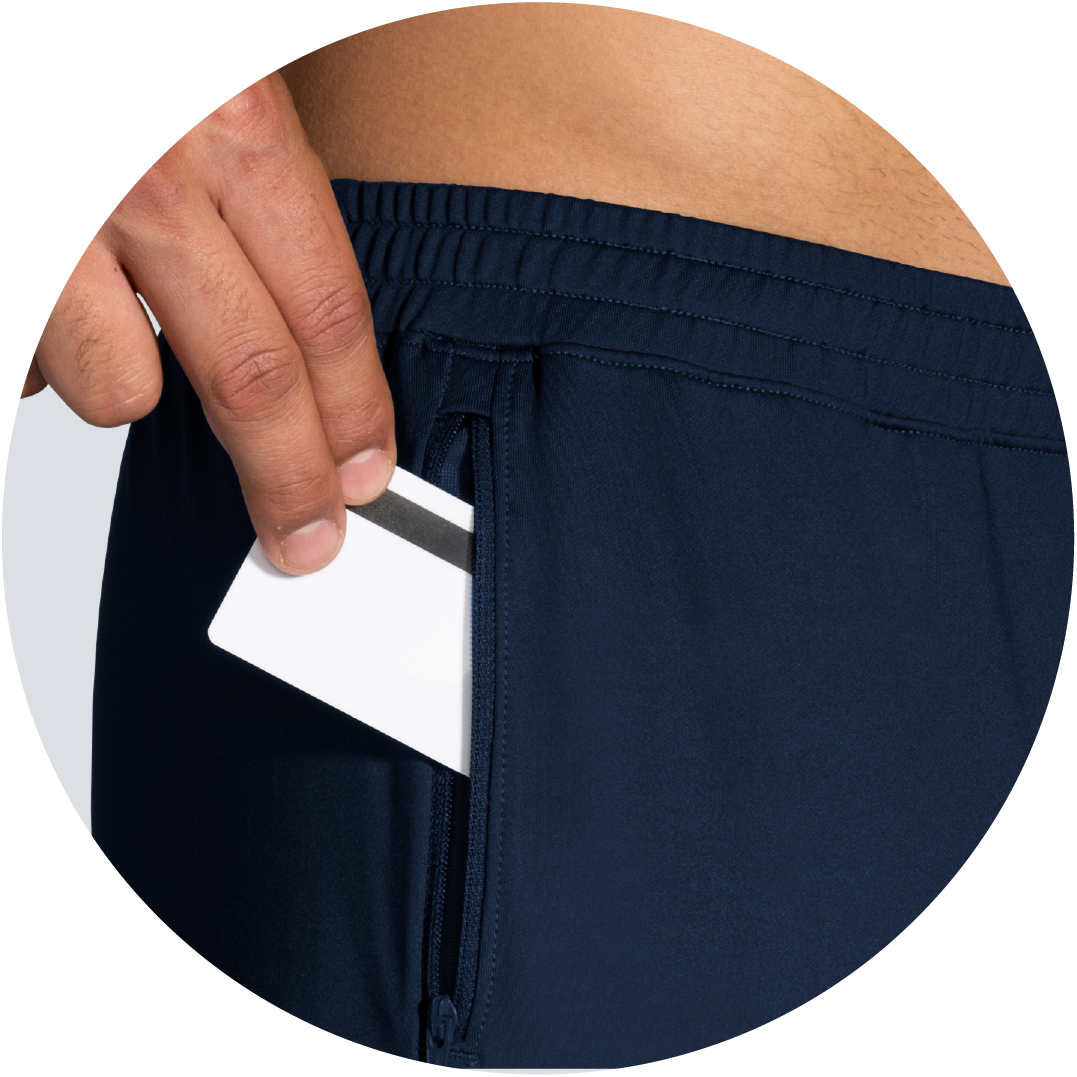 pocket on navy blue pants