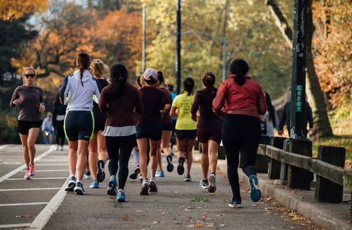 Runners on a road