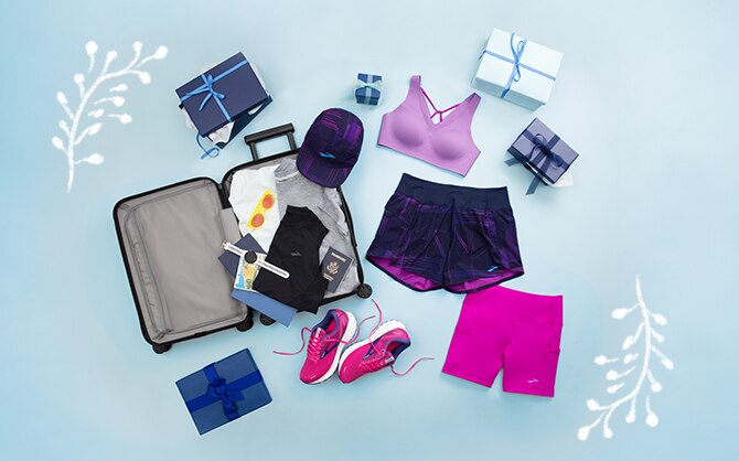 Travel luggage with running gear
