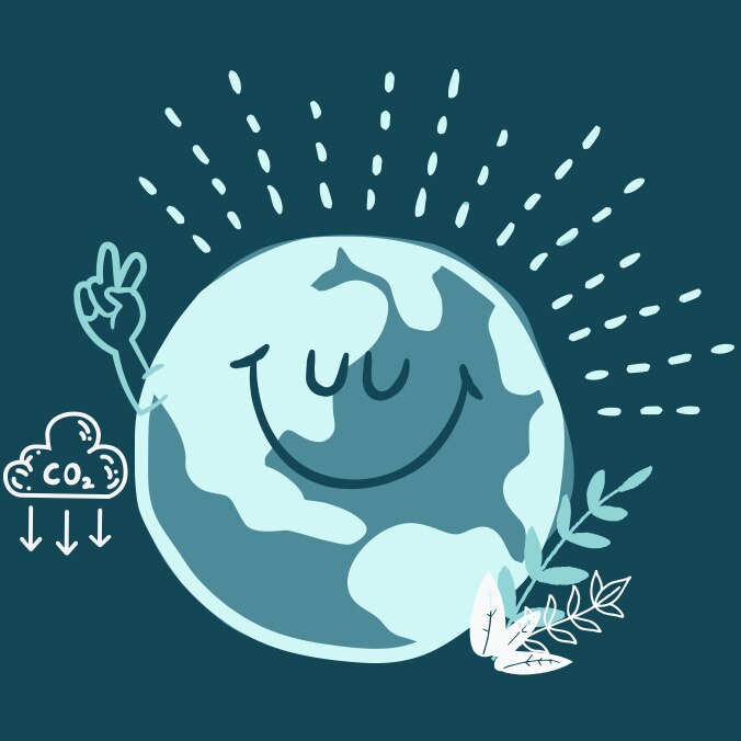 Illustration of the Earth smiling