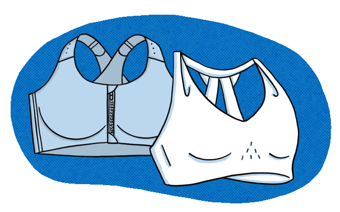 Two illustrated run bras