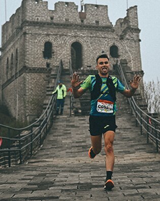 Luke during a trail running race on the Chinese Wall
