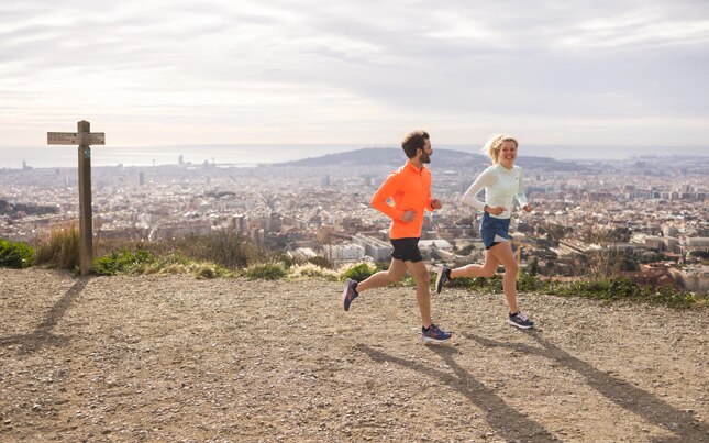 Two runners outside