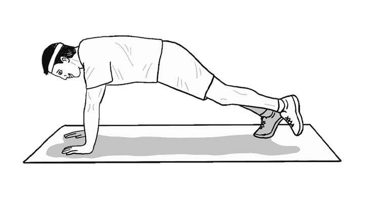 An animated gif of a man demonstrating knee to elbow strikes.