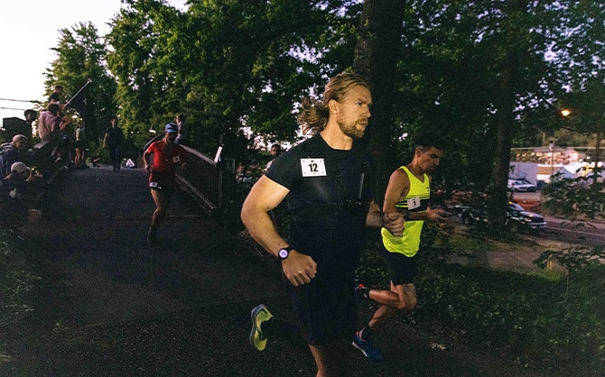 Hudson White focuses as he races through Eugene, Oregon. 