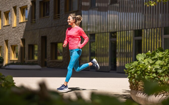 Runner running along beautiful scenery.