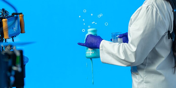 A beaker with bubbles coming out of it