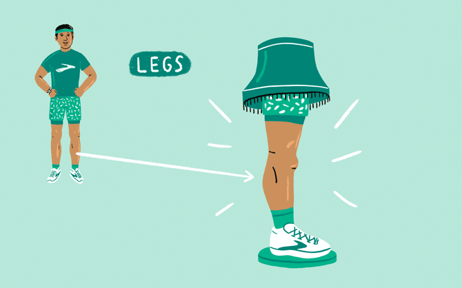 Illustrated legs and a lampshade