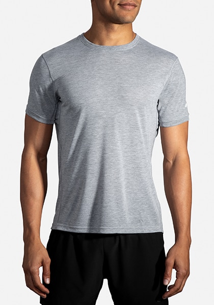 man in semi-fitted t-shirt